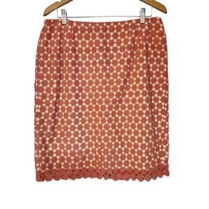 Talbots Coral Crochet/lace Overlay Pencil Skirt Office Wear Like New Sz 16W Plus